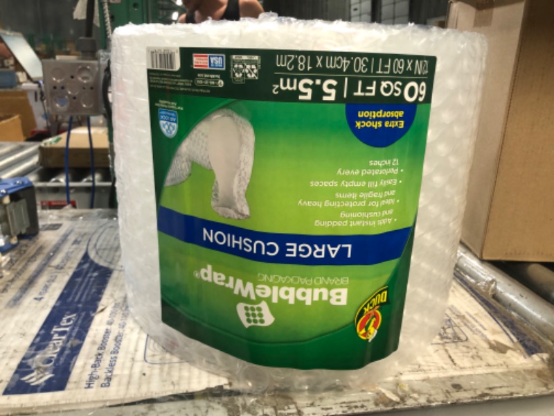 Photo 2 of Duck Brand Bubble Wrap Roll, Original Bubble Cushioning, 12" x 60', Perforated Every 12" (1061835), Clear