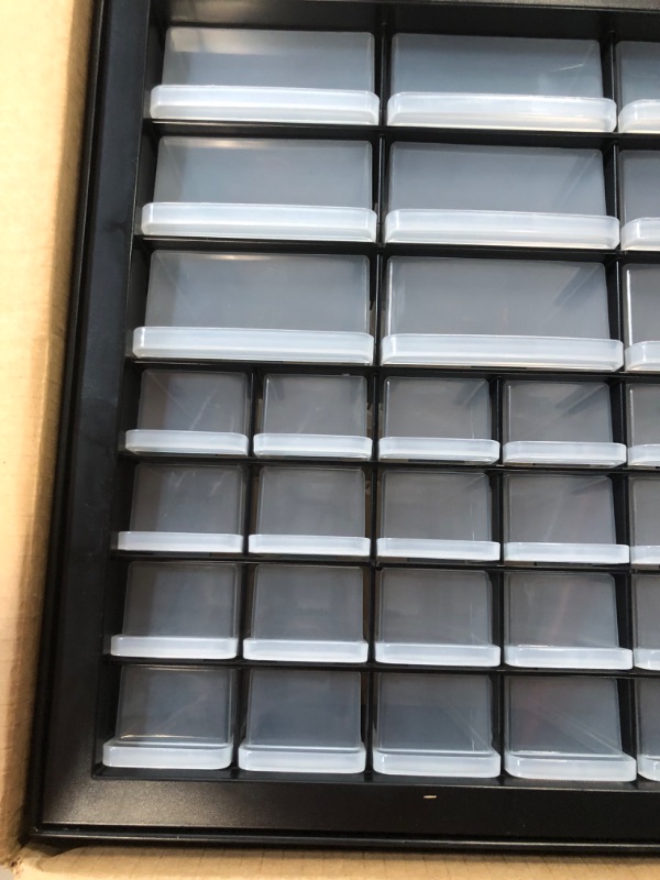 Photo 1 of * used item * minor damage * 
IRIS USA 44 Drawer Stackable Storage Cabinet for Hardware Crafts and Toys, 19.5-Inch W x 7-Inch D x 15.5-Inch H, Black 
