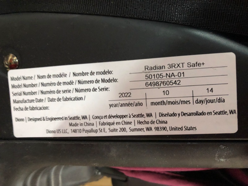 Photo 3 of Diono Radian 3RXT SafePlus, 4-in-1 Convertible Car Seat, Rear and Forward Facing 3RXT Safe+ Purple Plum