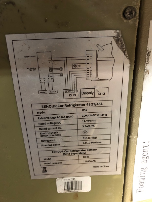 Photo 3 of [FOR PARTS, READ NOTES]
EENOUR 12 Volt Refrigerator Portable Freezer 37 Quart/35L Battery Powered