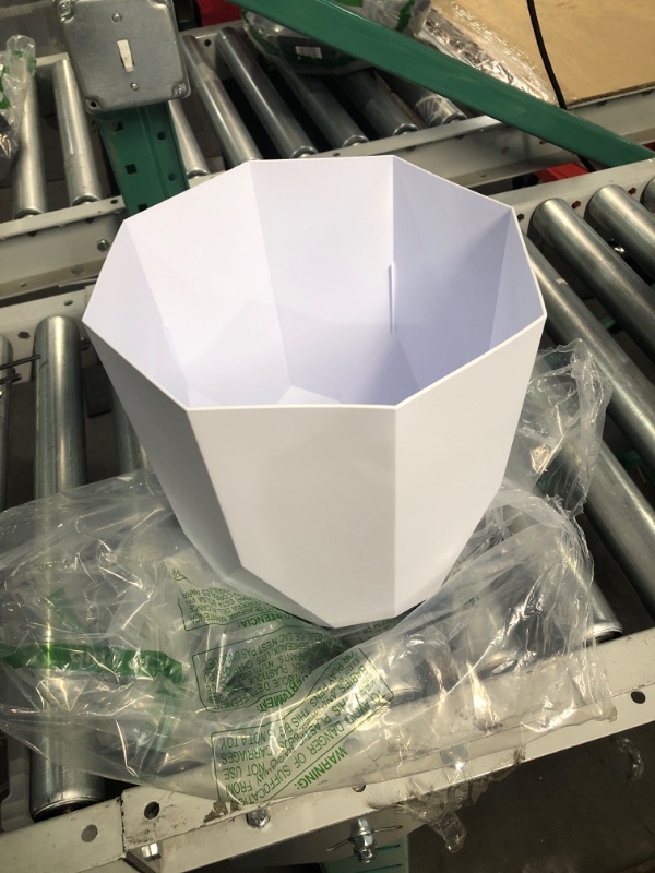 Photo 2 of Bloem Tuxton Modern Hexagon Small Planter: 10" - Casper White - Matte Finish, Durable Resin, Modern Design, Optional Drainage Holes, for Indoor and Outdoor Use, Gardening, 2.7 Gallon Capacity Casper White 10"