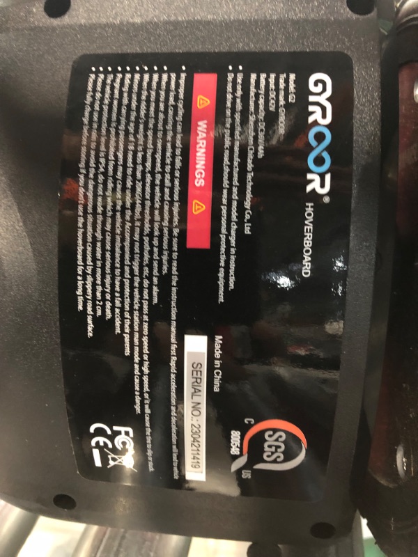 Photo 1 of *PARTS ONLY* Gyroor Warrior 8.5 " All Terrain Hoverboard with Bluetooth Speakers and LED Lights, UL2272 Certified -Red