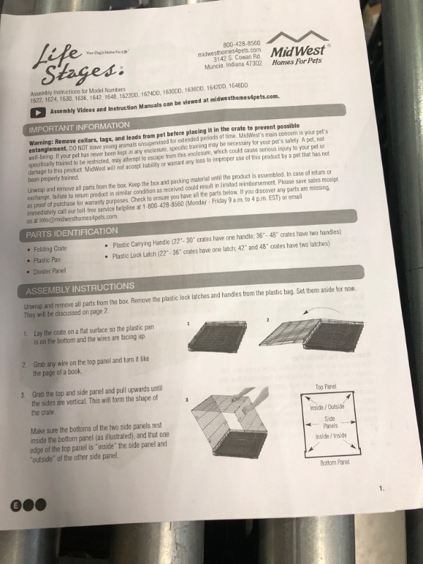 Photo 2 of Large Dog Crate | MidWest Life Stages Folding Metal Dog Crate | Divider Panel, Floor Protecting Feet, Leak-Proof Dog Pan | 42L x 28W x 31H Inches, Large Dog 42-Inch Single Door Dog Crate