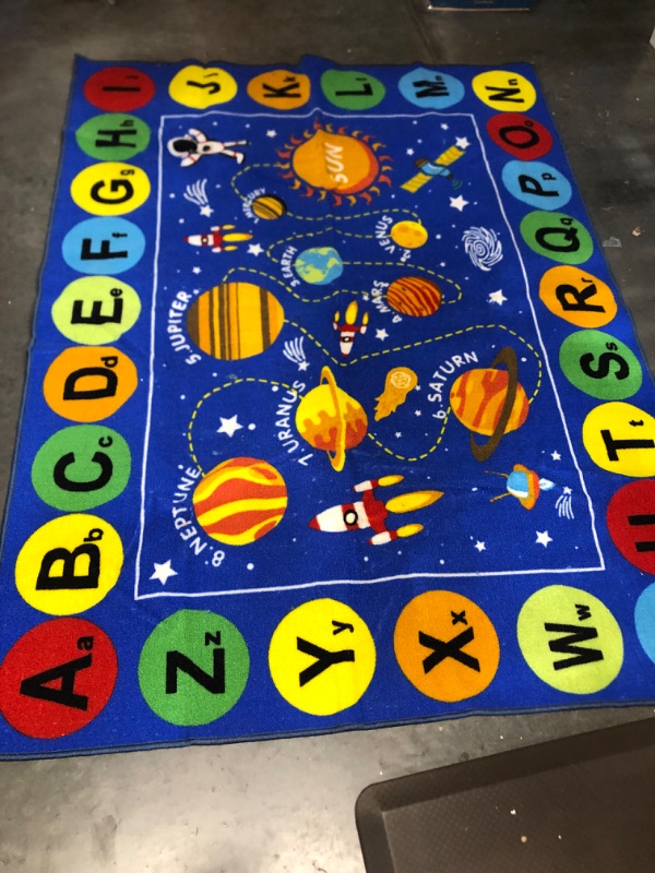 Photo 3 of *USED* Capslpad Outer Space Kids Rug ABC Alphabet Educational Learning Area Rug 5'0" x 6'6" Non Slip Solar System Galaxy 