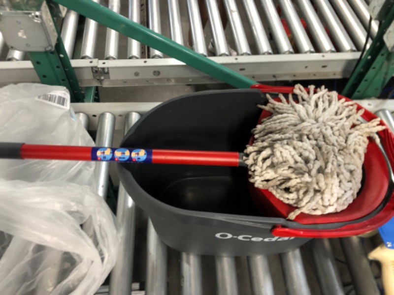 Photo 6 of **USED**O-Cedar EasyWring Microfiber Spin Mop, Bucket Floor Cleaning System, Red, Gray Spin Mop & Bucket