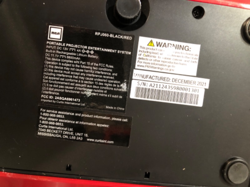 Photo 3 of RCA - RPJ060 Portable Projector Home Theater Entertainment System, Long Lasting Battery - 2.5 Hours per Charge - Outdoor, Rechargeable, Speakers - Enjoy Without Any Cable on The go - Phone/Stick/PC Black/Red