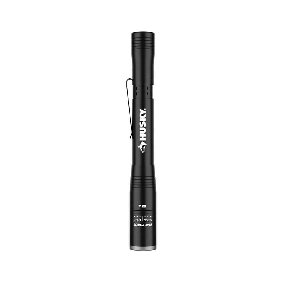 Photo 1 of 
Husky 350 Lumens Dual Power LED Focusing Penlight with UV, Rechargeable Battery and USB Charging Cord, Black
