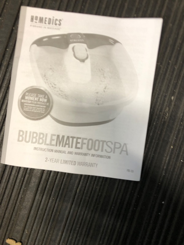 Photo 3 of (USED AND FOR PARTS ONLY) HoMedics Bubble Mate Foot Spa, Toe Touch Controlled Foot Bath with Invigorating Bubbles and Splash Proof, Raised Massage nodes and Removable Pumice Stone