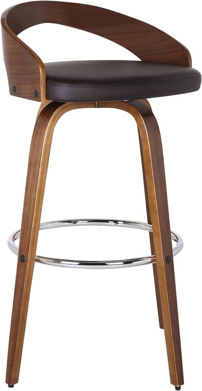 Photo 1 of **SEE NOTES** Armen Living Sonia 26" Swivel Brown Faux Leather and Walnut Wood Bar Stool
