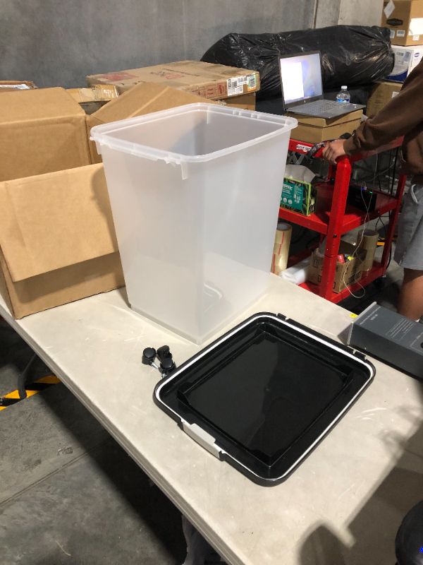 Photo 1 of ***ONE OF THE WHEELS IS MISSING***
IRIS USA WeatherPro Airtight Pet Food Storage Container, 33 Qt