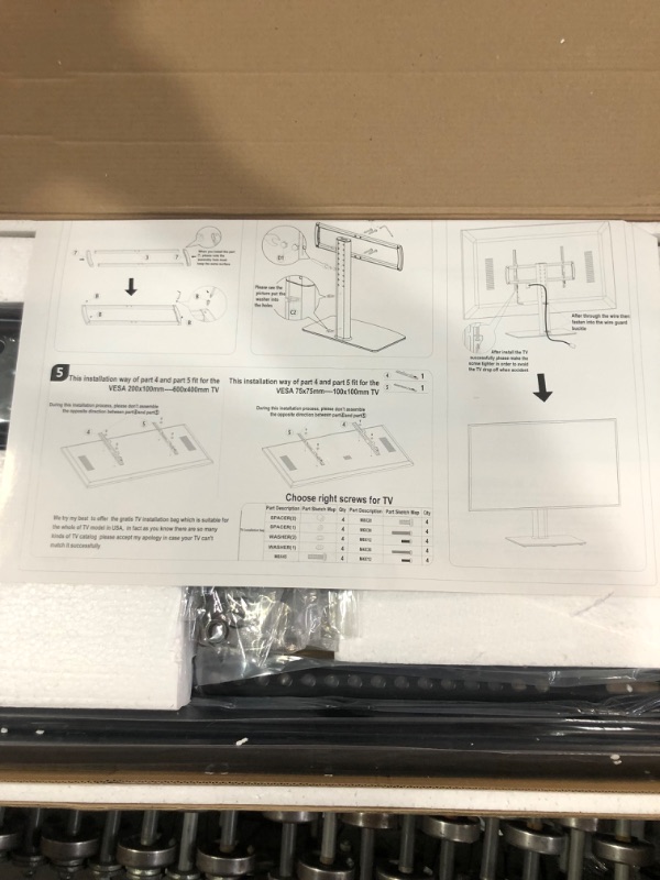 Photo 5 of Universal Floor TV Stand with Mount 80 Degree Swivel Height Adjustable and Space Saving Design for Most 27 to 65 inch