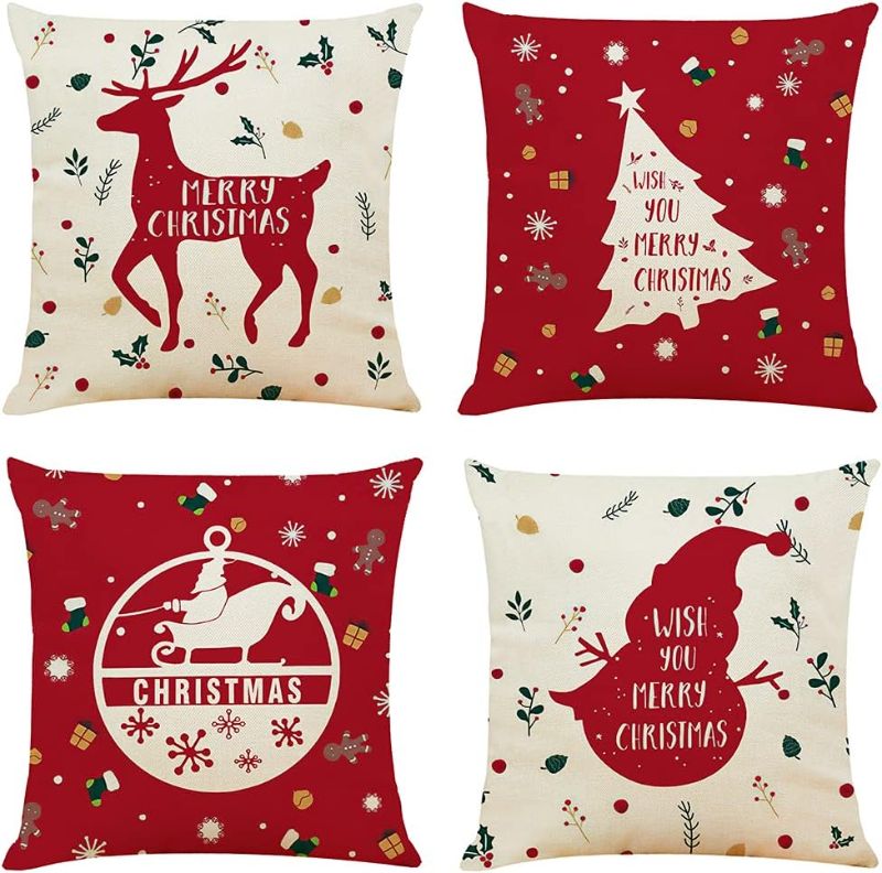 Photo 3 of ***NON-REFUNDABLE MISCELLANEOUS BUNDLE*** AIMUDI White Christmas Bows, Christmas Throw Pillow Cover Set of 4 18×18 Inch, Plush Teddy  Slippers