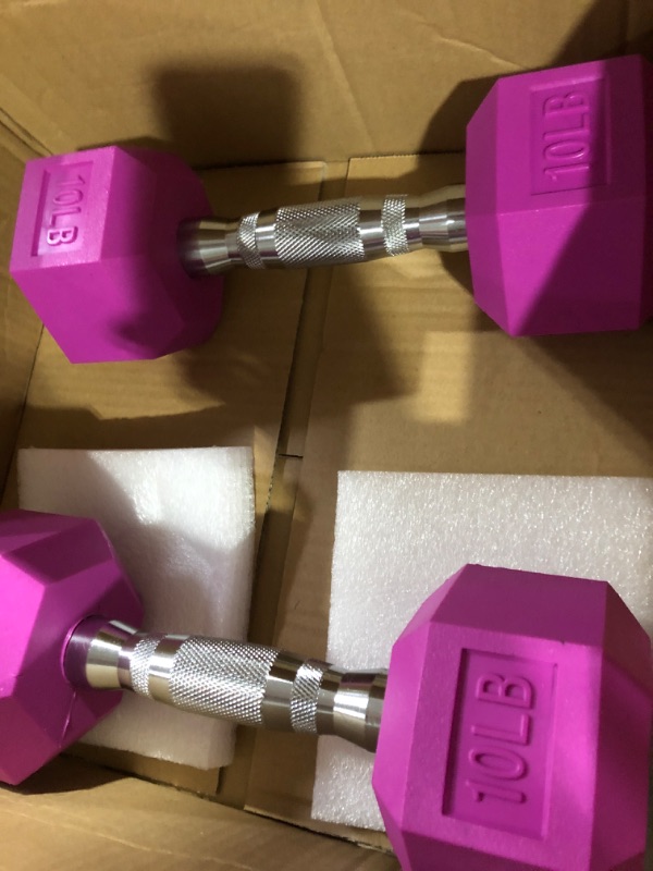 Photo 1 of Signature Fitness Colored Rubber Coated Hex Dumbbell Weight Set and Storage Rack, Multiple Packages 150LB Set with 2-Tier Rack, Colored