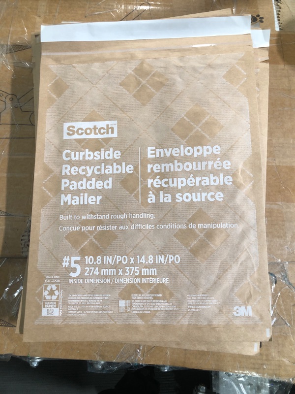 Photo 2 of (13 PACK) Scotch Curbside Recyclable Padded Mailers, 100-Pack, 10.5 x 14.75 in, Similar impact protection to traditional bubble mailers (CR-5-1)