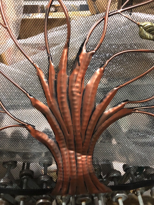 Photo 3 of ***BENT AND WARPED - SEE PICTURES***
Deco 79 Metal Tree Sculpted Tree Relief Single Panel Fireplace Screen with Curved Mesh Netting, 39" x 7" x 33", Bronze