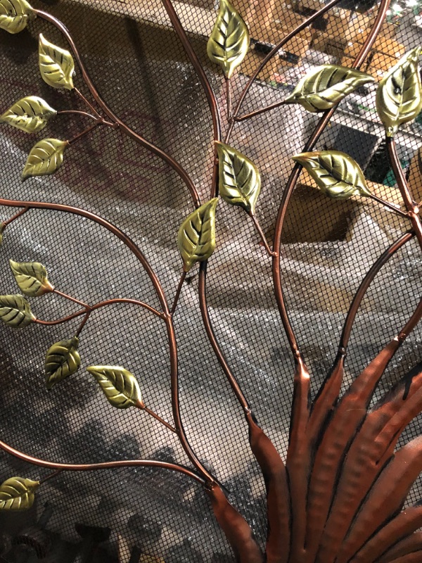 Photo 4 of ***BENT AND WARPED - SEE PICTURES***
Deco 79 Metal Tree Sculpted Tree Relief Single Panel Fireplace Screen with Curved Mesh Netting, 39" x 7" x 33", Bronze