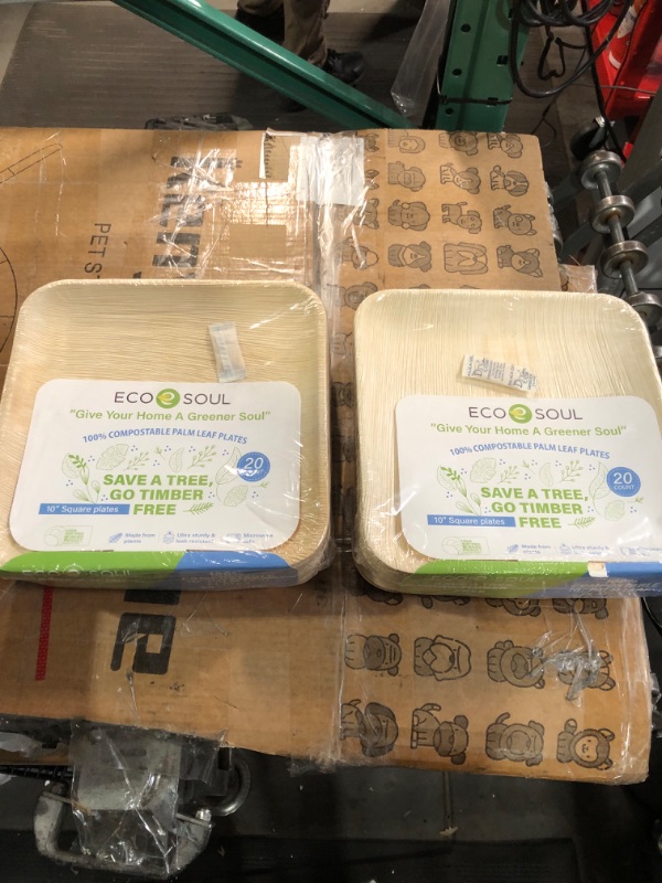 Photo 3 of (2 PACK) ECO SOUL Presents Compostable Natural Palm Leaf Plates. Biodegradable, disposable, and like bamboo plates. Perfect for Parties, Weddings, and Events. (20, 8 Inche Square) *stock image reference only
