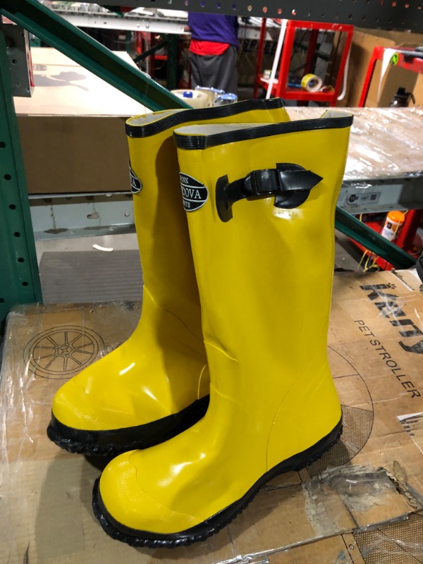 Photo 2 of Cordova BYS17-12 Yellow Slush Boot With Black Ribbed Sole, Cotton Lined, 17-Inch Length, Over-The-Shoe Style, Size 12