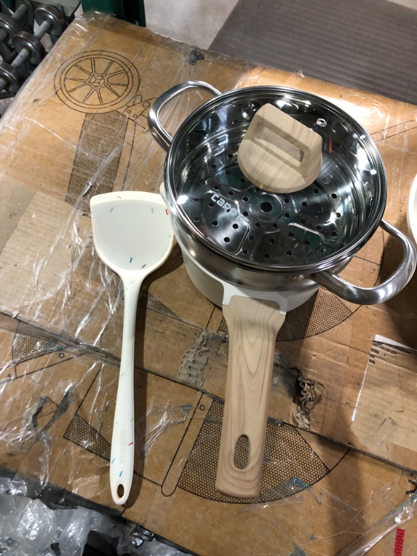 Photo 2 of * used * see all images *
CAROTE Pot and Strainer w/ spatula White Granite Cookware Set 