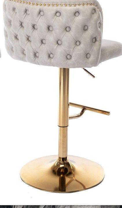 Photo 1 of **MISSING HARDWARE**
Betoko PU Swivel Counter Height Stool Faux Leather Upholstered (Grey Beige)