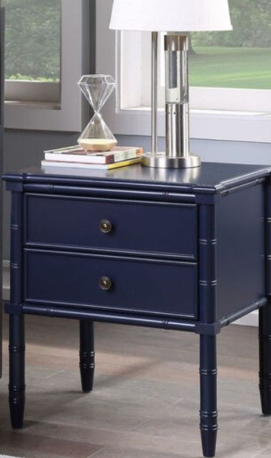 Photo 1 of Ellison Midnight Blue Two Drawer Nightstand
