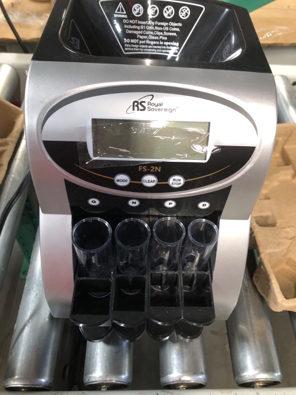 Photo 3 of ***POWERS ON - UNABLE TO TEST FURTHER***
Royal Sovereign 2 Row Electric Coin Counter/Sorter with Patented Anti-Jam Technology and Digital Counting Display (FS-2N), Black/Silver