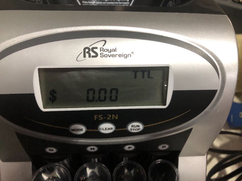 Photo 5 of ***POWERS ON - UNABLE TO TEST FURTHER***
Royal Sovereign 2 Row Electric Coin Counter/Sorter with Patented Anti-Jam Technology and Digital Counting Display (FS-2N), Black/Silver