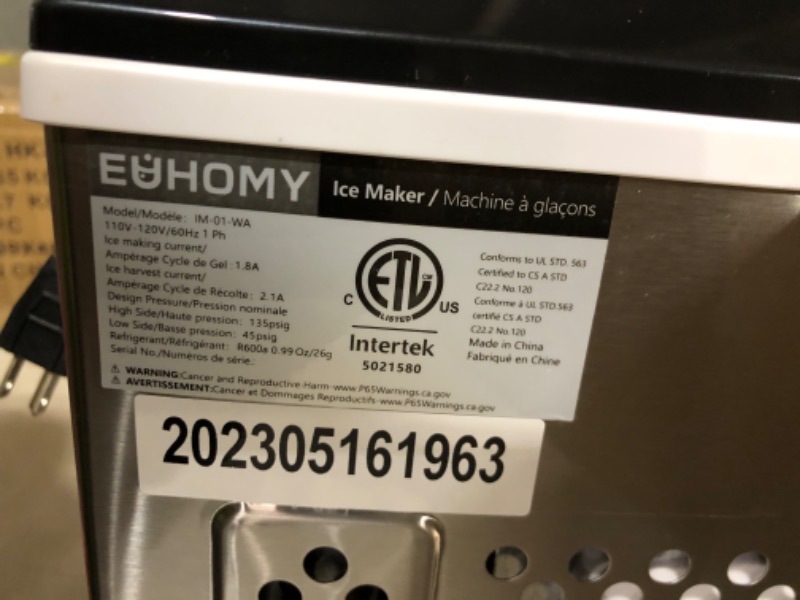 Photo 7 of **POWERS ON** **UNABLE TO TEST** EUHOMY Ice Maker Machine Countertop