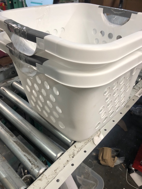 Photo 3 of * used * handles may need to be super glued *
IRIS USA 32 Qt. Square Plastic Laundry Basket, 2-Pack, 18.2"L x 17.7"W x 12.9"H 