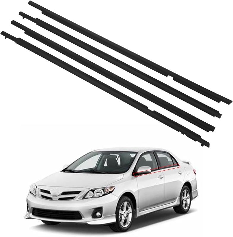 Photo 1 of  ZONFANT 4 Pcs Black Car Outer Door Window Moulding Trim Weatherstrip Seal Belt