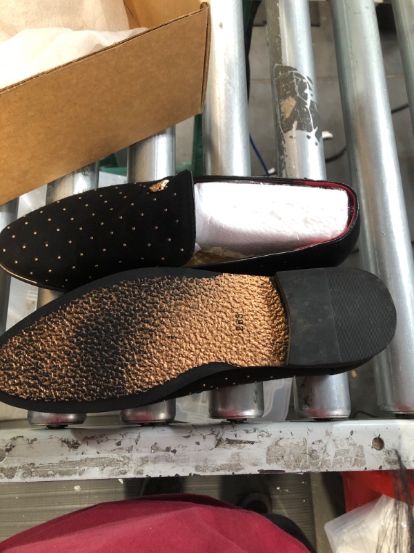 Photo 1 of CMM Men's Pointed Toe Rivet Dress Shoes Glitter Modern Metallic Slip On Loafers Plus Size 11 Black