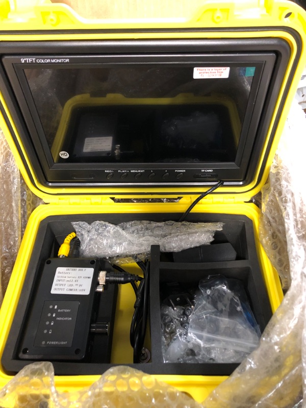 Photo 1 of 100FT Sewer Plumbing Drain Camera with 512Hz Sonde Transmitter Pipe Inspection Camera 9" LCD Screen Borescope Inspection Camera IP68 Waterproof DVR Record Video with Lights (YW-30M)