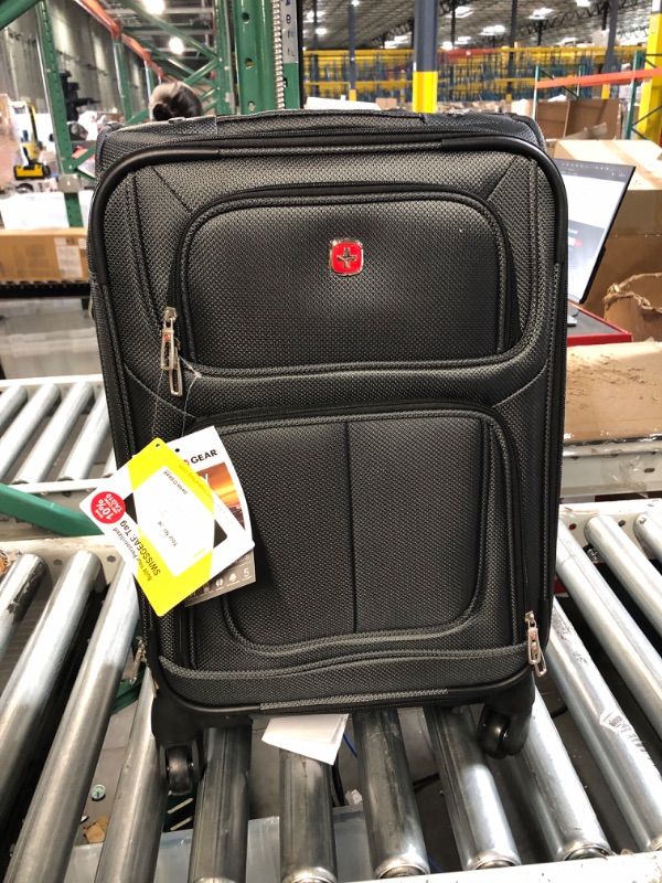 Photo 3 of **LOOKS NEW** SwissGear Sion Softside Expandable Roller Luggage, Black, Checked-Large 21-Inch 