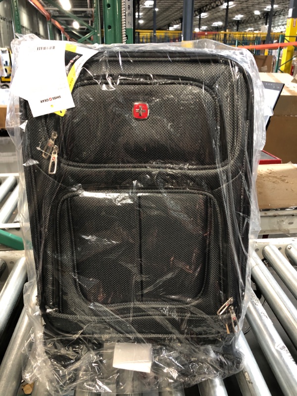 Photo 2 of **LOOKS NEW** SwissGear Sion Softside Expandable Roller Luggage, Black, Checked-Large 21-Inch 