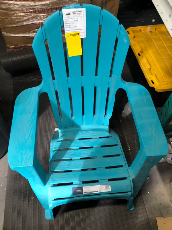 Photo 2 of ***MINOR DAMAGE - SEE PICTURES***
Style Selections Patio Conversation Stackable Teal Resin Frame Stationary Adirondack Chair