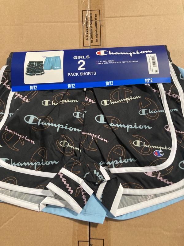 Photo 2 of Champion Girl's 2.5" Black/Blue 2-Pack Active Shorts