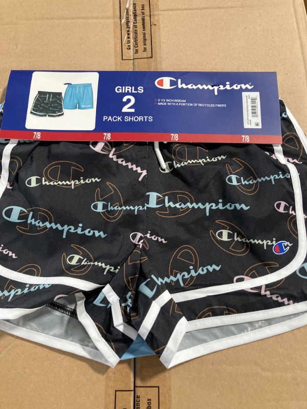 Photo 2 of Champion Girl's 2.5" Black/Blue 2-Pack Active Shorts 7/8