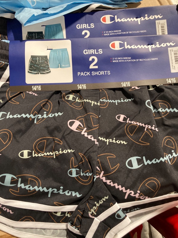 Photo 3 of Champion Girl's 2.5" Black/Blue 2-Pack Active Shorts 14/16