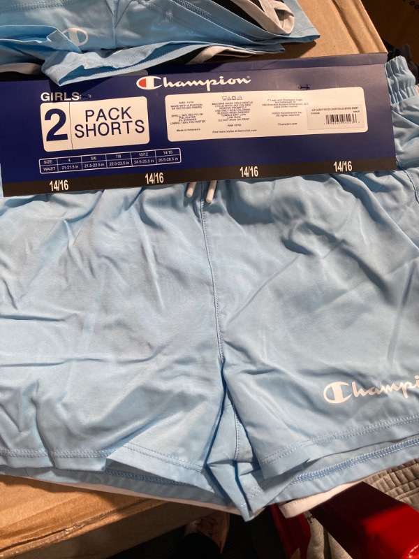 Photo 2 of Champion Girl's 2.5" Black/Blue 2-Pack Active Shorts 14/16