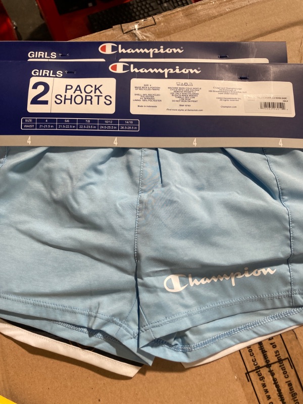 Photo 3 of Champion Girl's 2.5" Black/Blue 2-Pack Active Shorts SIZE 4