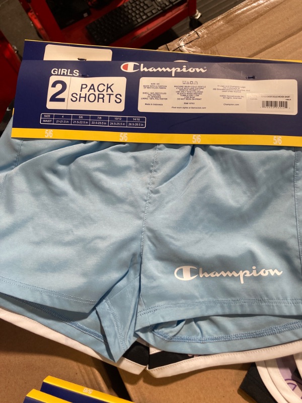 Photo 3 of Champion Girl's 2.5" Black/Blue 2-Pack Active Shorts 5/6