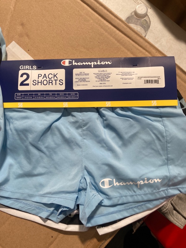 Photo 2 of Champion Girl's 2.5" Black/Blue 2-Pack Active Shorts 5/6