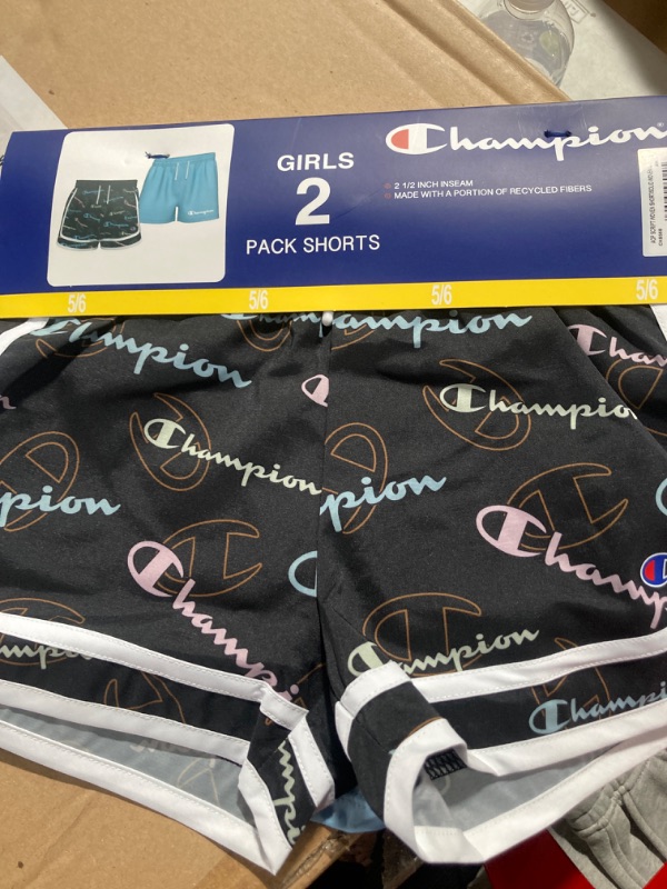 Photo 3 of Champion Girl's 2.5" Black/Blue 2-Pack Active Shorts 5/6