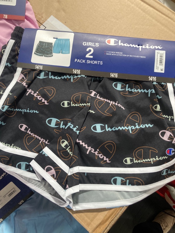 Photo 1 of Champion Girl's 2.5" Black/Blue 2-Pack Active Shorts 14/16