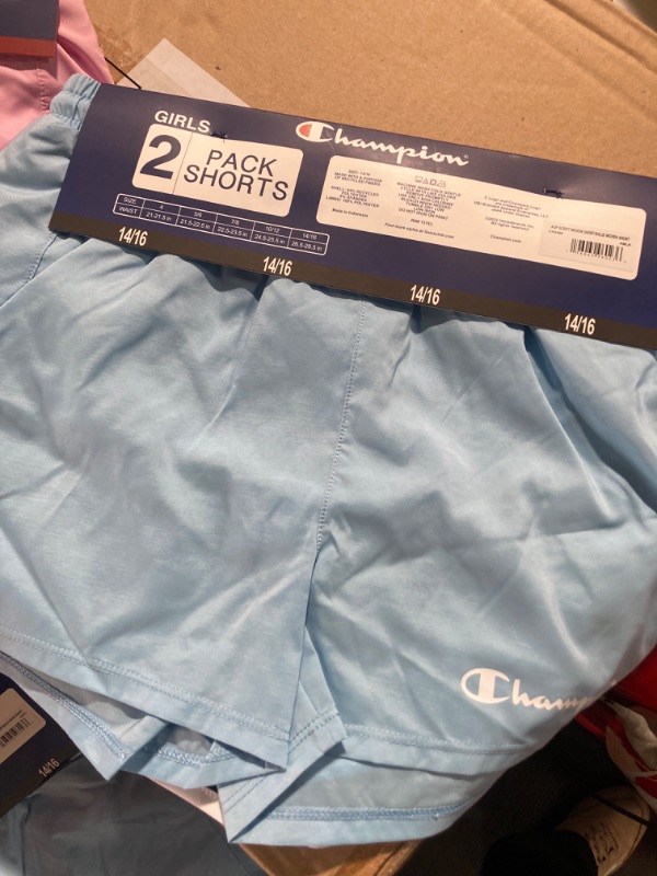 Photo 1 of Champion Girl's 2.5" Black/Blue 2-Pack Active Shorts 14/16
