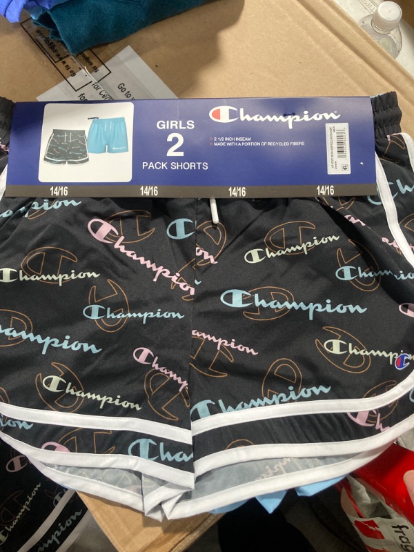 Photo 3 of Champion Girl's 2.5" Black/Blue 2-Pack Active Shorts 14/16