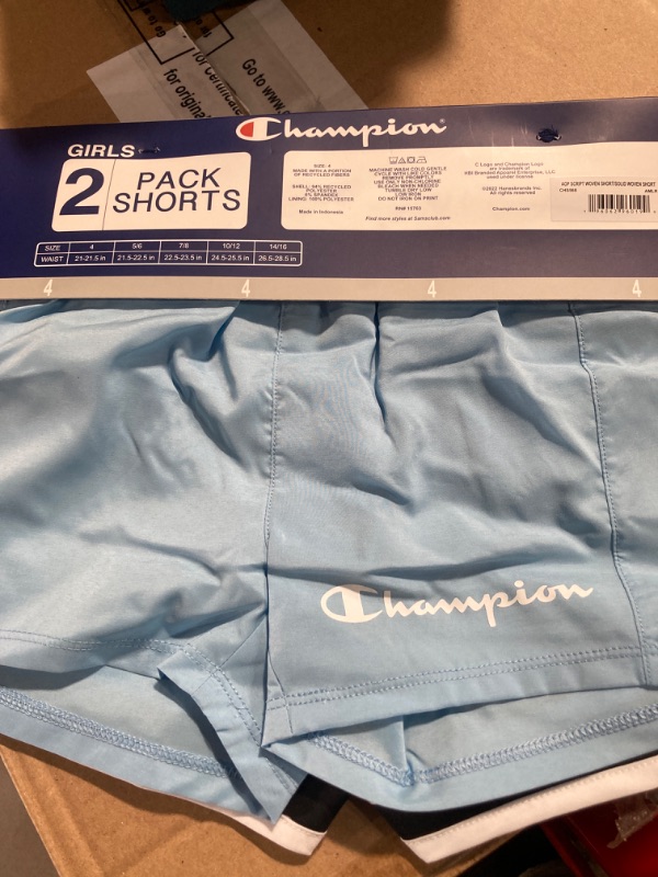 Photo 2 of Champion Girl's 2.5" Black/Blue 2-Pack Active Shorts