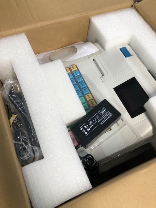 Photo 2 of * item used * sold for parts * repair * 
48 Keys Electronic Cash Register with Flat Keyboard and Thermal Printer,Multifunctional Cash Register Easy to Use