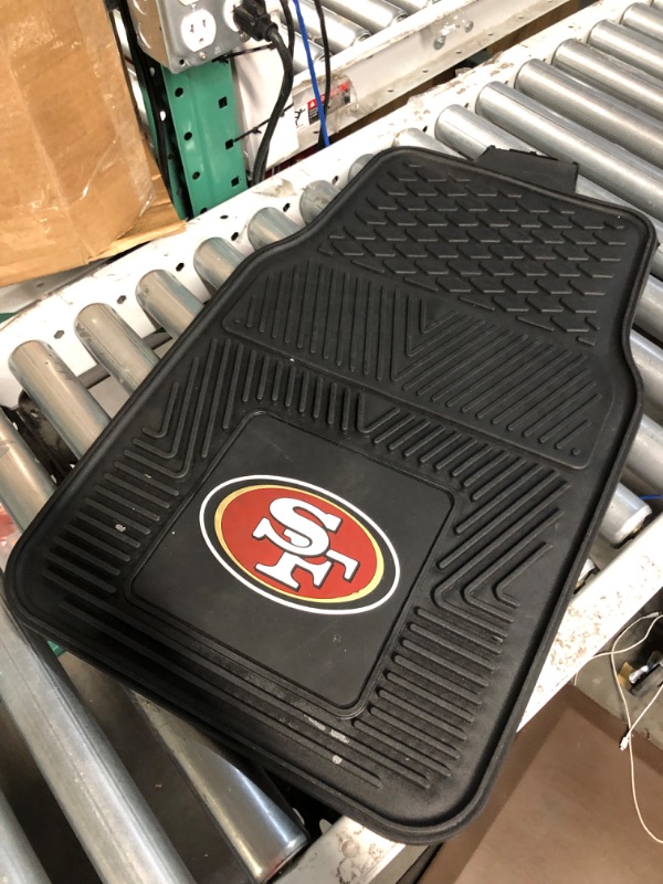 Photo 2 of FANMATS 8902 San Francisco 49ers Heavy Duty Vinyl Car Mat Set, Front Row Floor Mats, All Weather Protection, Universal Fit