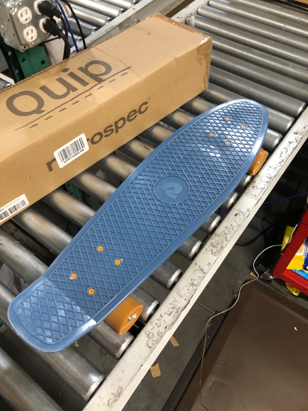 Photo 3 of Retrospec Quip Mini Cruiser Skateboard Compact Board with Grippy, Molded Waffle Deck Navy 27 in.